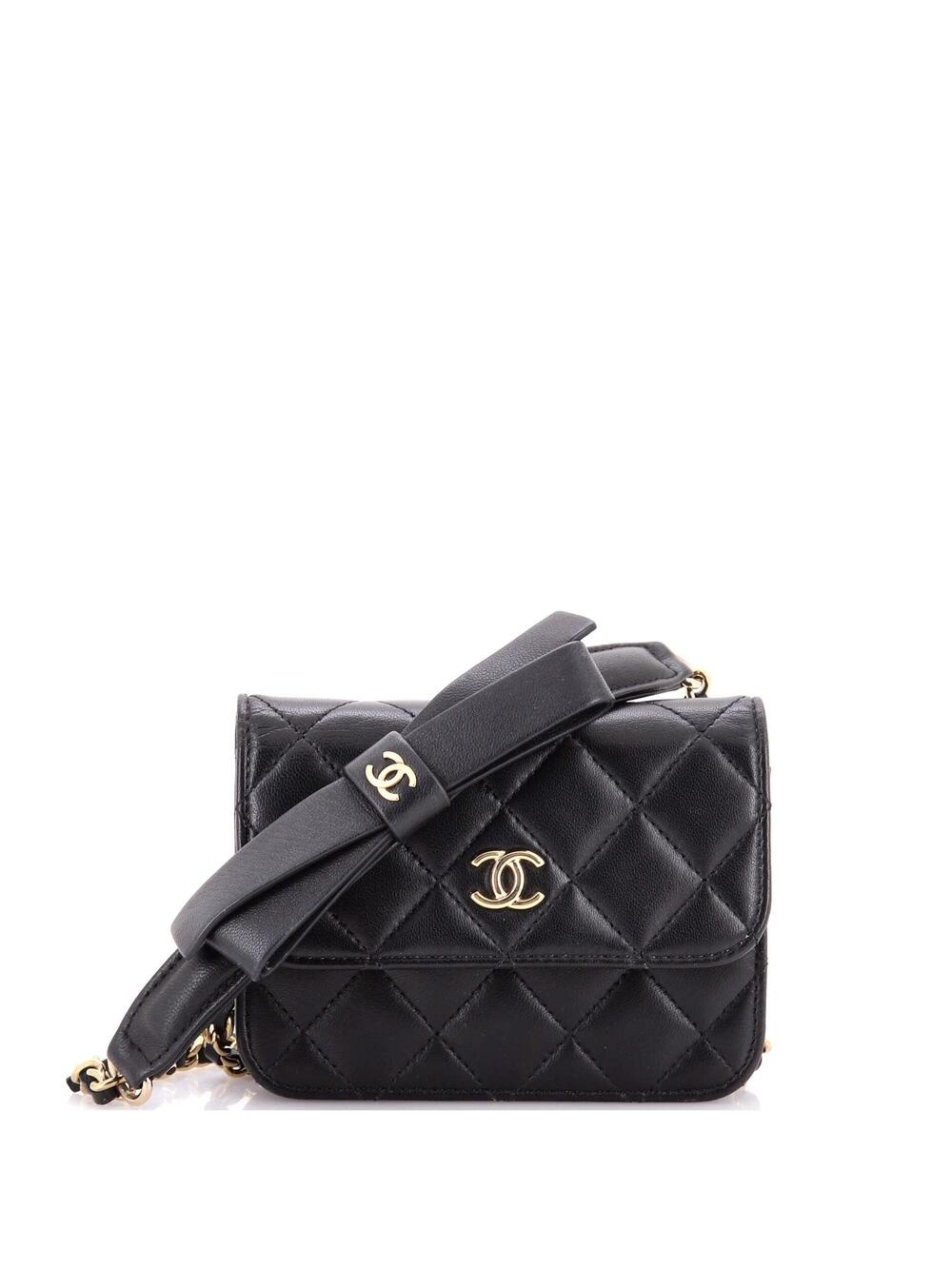 Chanel Bow Strap Card Holder On Chain #243448C23B